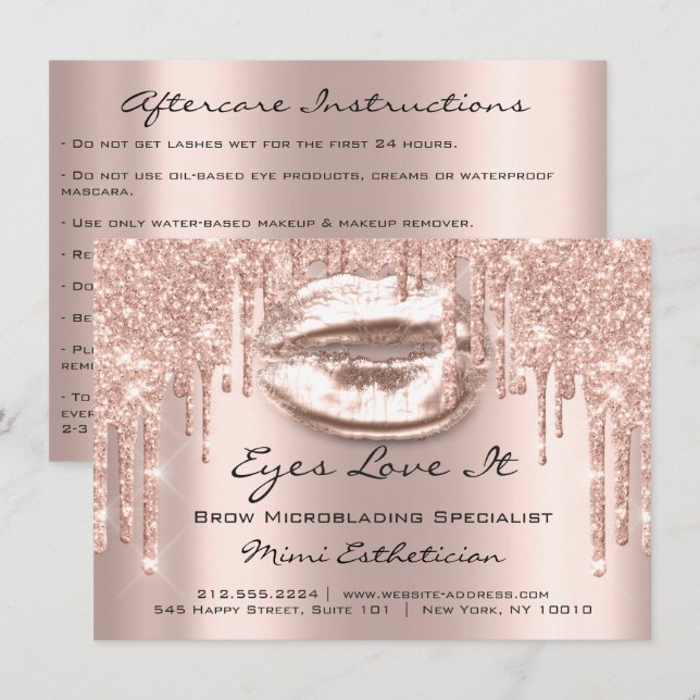 Lash Extension Aftercare Instruction Spark Kiss Invitation (Front/Back)
