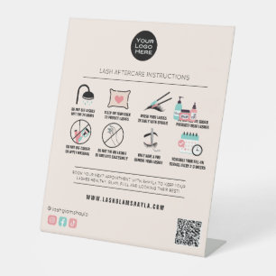 Lash Extension Aftercare Instructions Beauty Salon Pedestal Sign