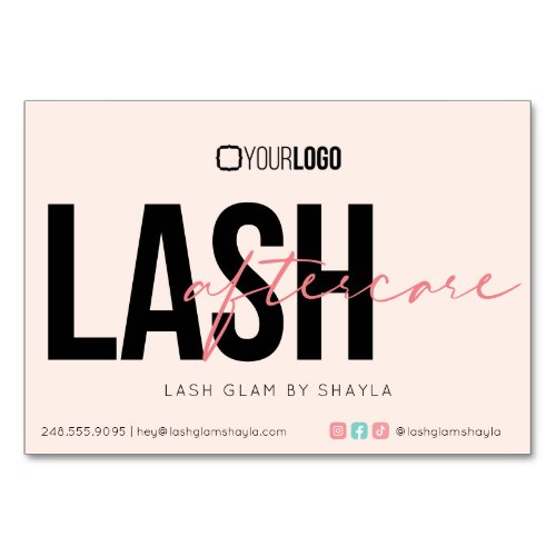 Lash Extension Aftercare Instructions Care Card