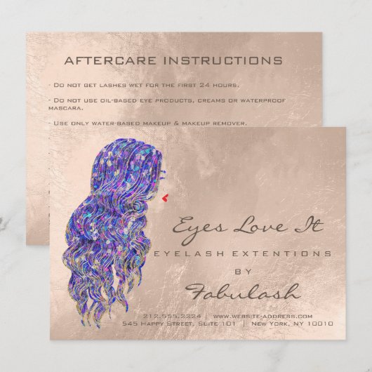 Lash Extension Aftercare Instructions Ivory Violet (Front/Back)