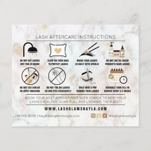 Lash Extension Aftercare Instructions Marble Card