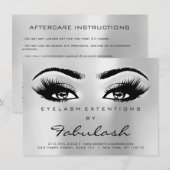 Lash Extension Aftercare Instructions Silver Gray (Front/Back)