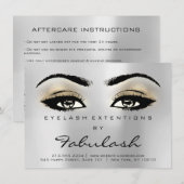 Lash Extension Aftercare Instructions Silver Gray (Front/Back)