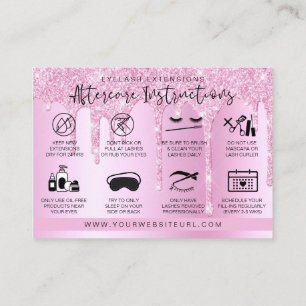 Lash Extension Aftercare Pink Dripping Glitter Business Card