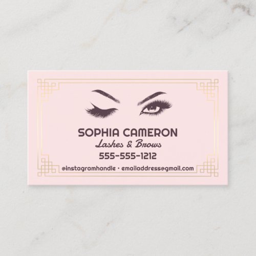 Lash Extension Brows Artist Pink and Gold Business Business Card