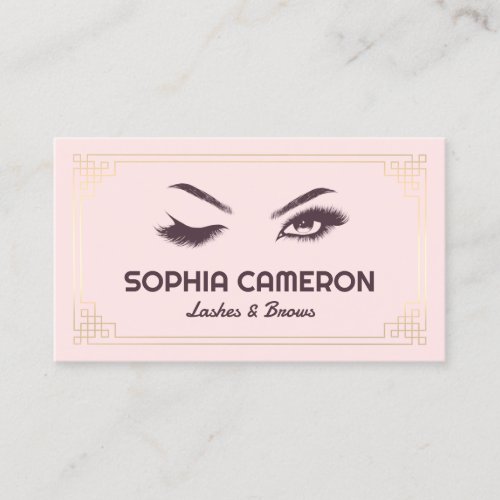 Lash Extension Brows Artist Pink and Gold Business Card
