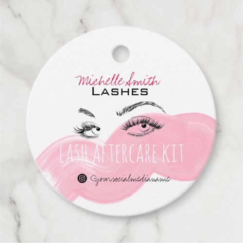 Lash extension Lashes Brow Pink Lash Aftercare Kit Favor Tags