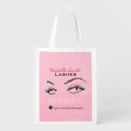 Lash extension Lashes Brow Pink Lash Aftercare Kit Grocery Bag