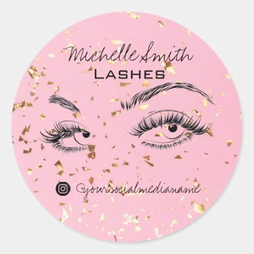 Lash extension Lashes Gold Glitter Aftercare Kit Classic Round Sticker