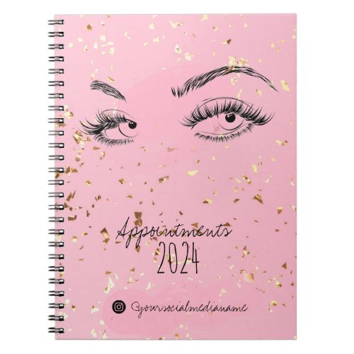 Lash extension Lashes Gold Glitter Appointments Notebook