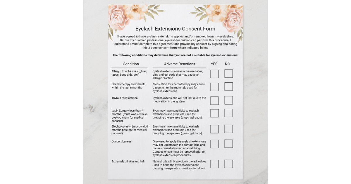 Lash Extension Liability Waiver Release Form Flyer Zazzle Com