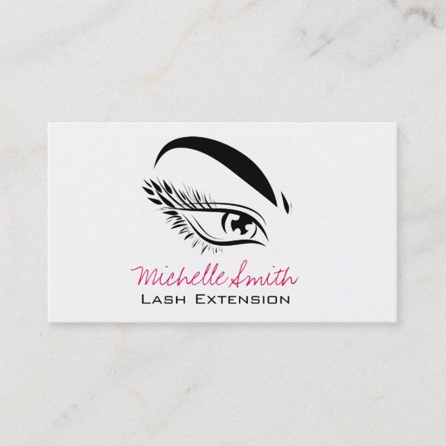 Lash Extension Makeup Artist Black and White Eye  Business Card (Front)