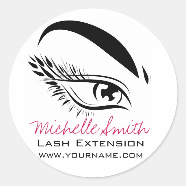 Lash Extension Makeup Artist Black and White Eye  Classic Round Sticker (Front)