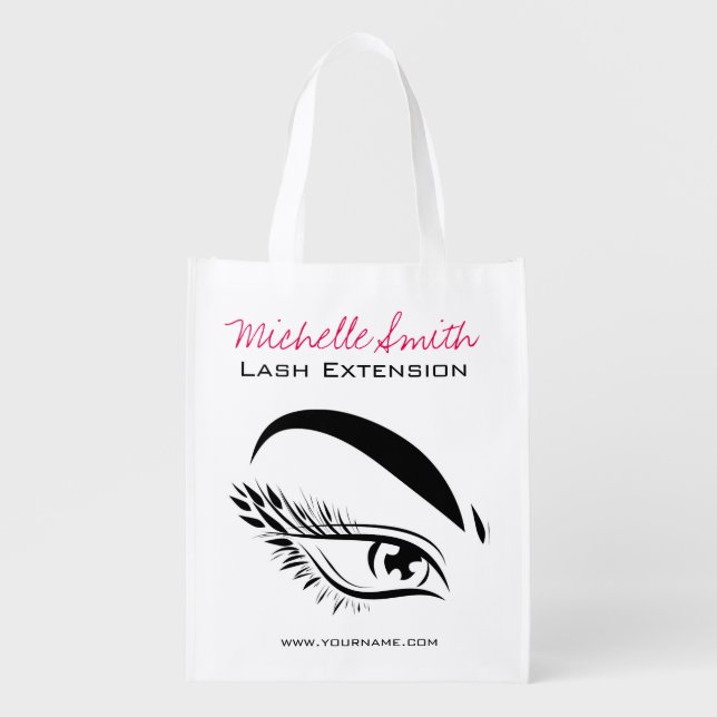Lash Extension Makeup Artist Black and White Eye  Grocery Bag (Front)