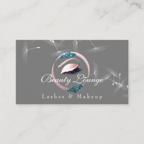 Lash Extension Makeup Artist Floral Dandelion Gray Appointment Card