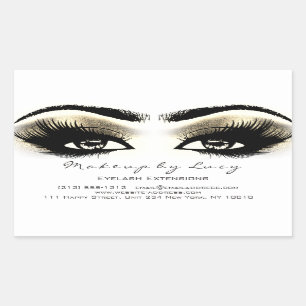 Lash Extension Makeup Beauty Golden  Eyes White Rectangular Sticker