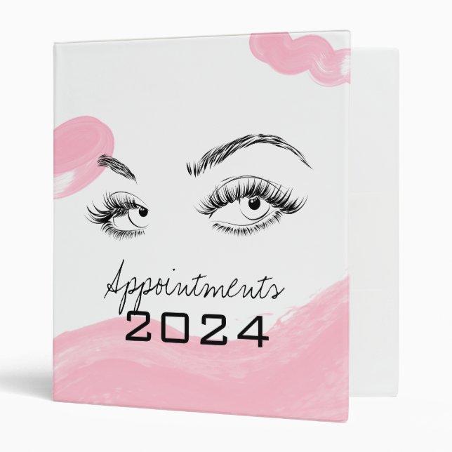 Lash extension Makeup Gold Glitter Appointments 3 Ring Binder (Front/Inside)