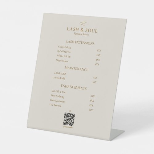 Lash Extension Studio Price List QR Sand Pedestal Sign