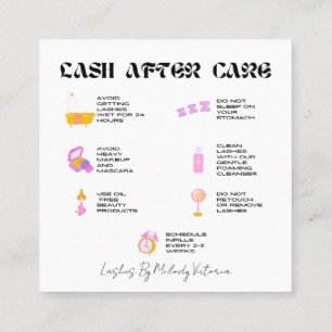 Lash Extensions After Care Icons  Square Business Card