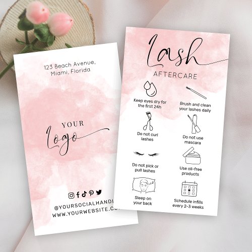 Lash Extensions Aftercare Blush Watercolor Salon Business Card