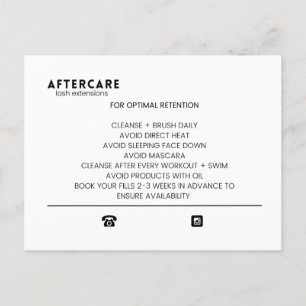 Lash Extensions Aftercare Card