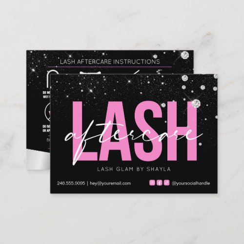 Lash Extensions Aftercare Glam Pink Diamonds Busin Business Card