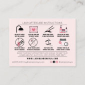 Lash Extensions Aftercare Instructions Appointment Business Card (Back)