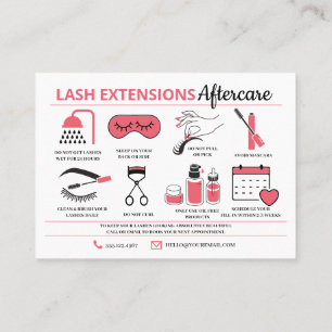 Lash Extensions Aftercare Instructions Business Ca Business Card