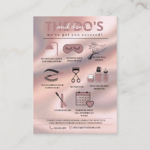 Lash Extensions Aftercare Instructions Business Ca Card