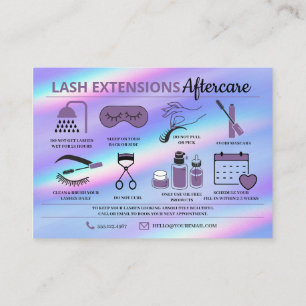 Lash Extensions Aftercare Instructions Business Card