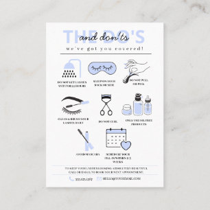 Lash Extensions Aftercare Instructions Business Card