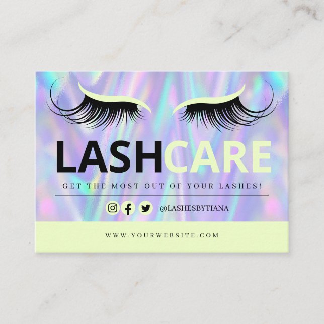 Lash Extensions Aftercare Instructions Business Card (Front)
