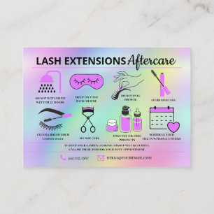 Lash Extensions Aftercare Instructions Business Card