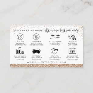 Lash Extensions Aftercare Instructions Gold Gem Business Card