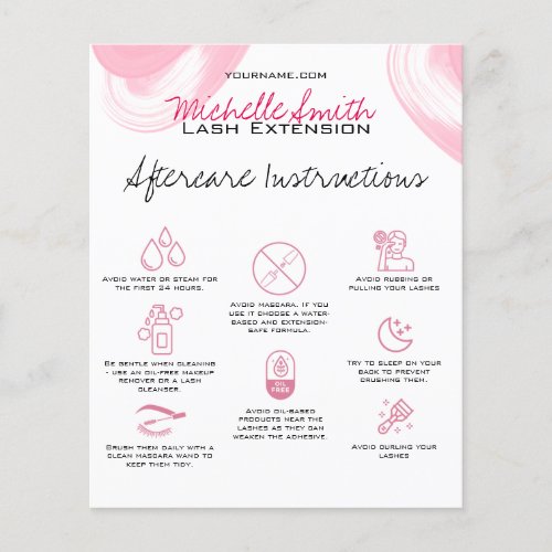 Lash extensions Aftercare Instructions Icon Pink Flyer