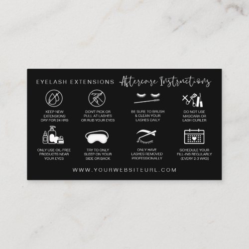 Lash Extensions Aftercare Instructions Modern Busi Business Card