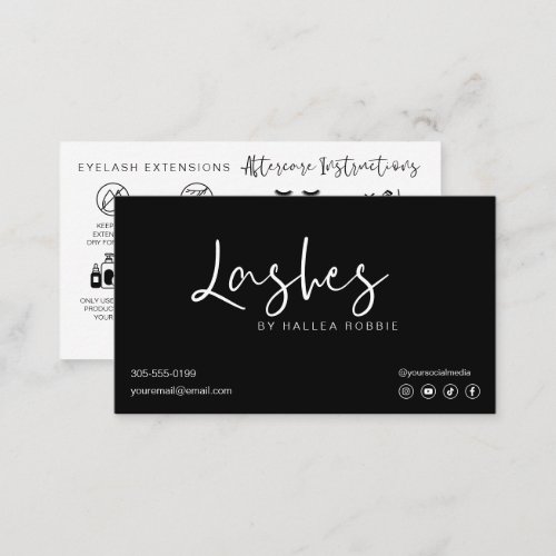 Lash Extensions Aftercare Instructions Modern Busi Business Card