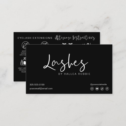 Lash Extensions Aftercare Instructions Modern Business Card