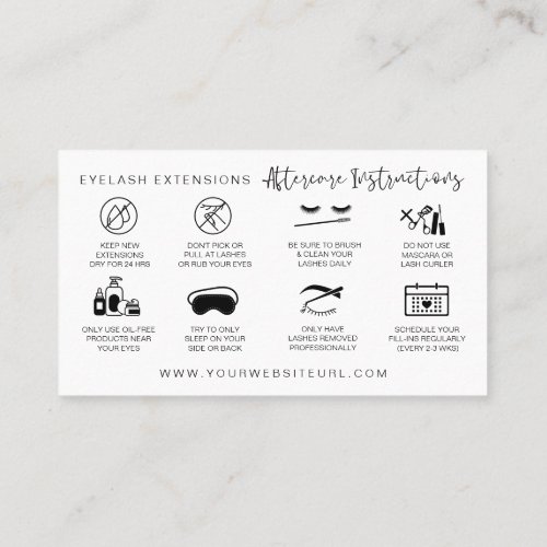 Lash Extensions Aftercare Instructions Modern Business Card