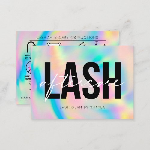 Lash Extensions Aftercare Instructions Rainbow Bus Business Card