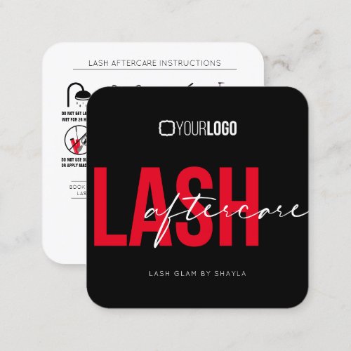 Lash Extensions Aftercare Instructions Square Business Card