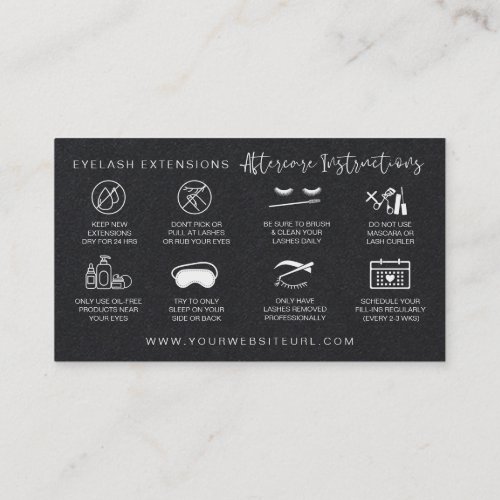 Lash Extensions Aftercare Premium Black Paper Business Card