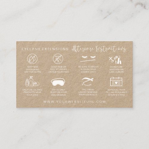 Lash Extensions Aftercare Premium Kraft Paper Business Card