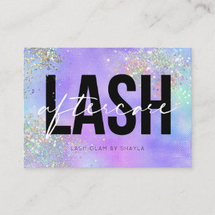 Lash Extensions Holographic Aftercare Instructions Business Card