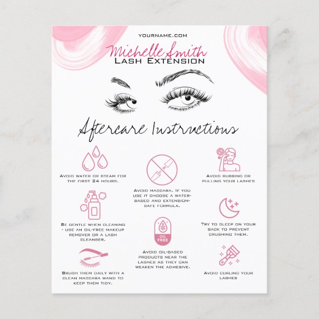 Lash extensions Makeup Aftercare Instructions Icon Flyer (Front)