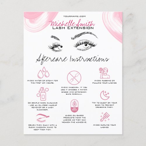 Lash extensions Makeup Aftercare Instructions Icon Flyer