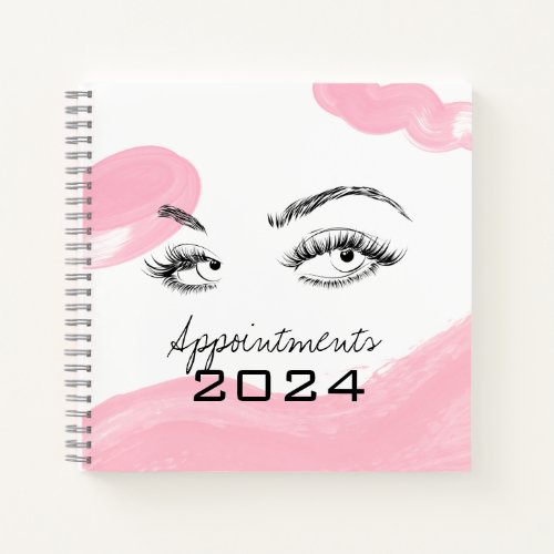 Lash extensions Makeup Pink Watercolor Appointment Notebook