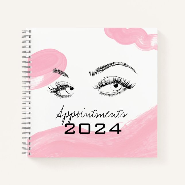 Lash extensions Makeup Pink Watercolor Appointment Notebook (Front)