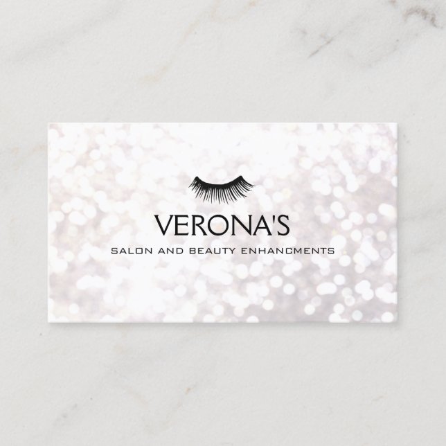 Lash Extensions White Bokeh Business Card (Front)