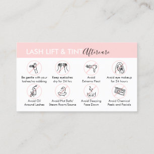 Lash Lift and Tint Aftercare Post Instruction Business Card